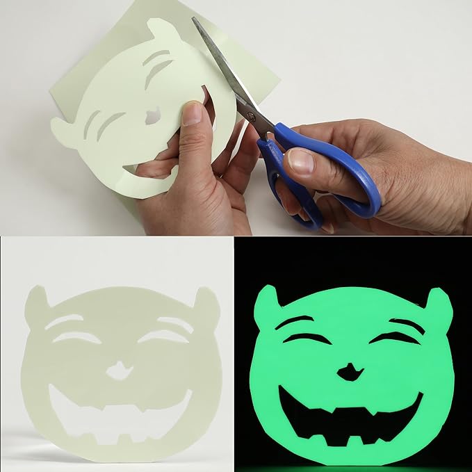 Extra Bright Glow in The Dark (Photoluminescent) Papers, Strong Adhesive, DIY Stickers for Stairs, Light Switch, Furniture, Night Safety, Wall, Ceiling and Bedroom Decoration, A5 Size* 6 Sheets