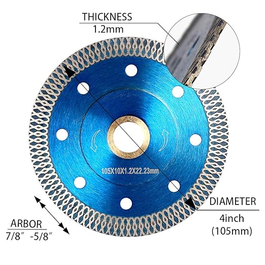 ZERICHIVE 5Pcs/Lot Super Thin 4" Tile Diamond Blade Porcelain Saw Blade for Cutting Porcelain Tile Granite Marbles