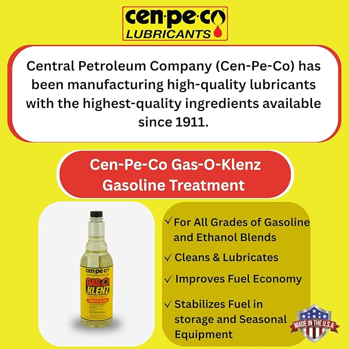 Gas O Klenz Gasoline Treatment | Fuel System Cleaner | Cleans Combustion Chambers & Fuel Injectors | Lubricates | Treats 40 Gallons | (16 Ounces)
