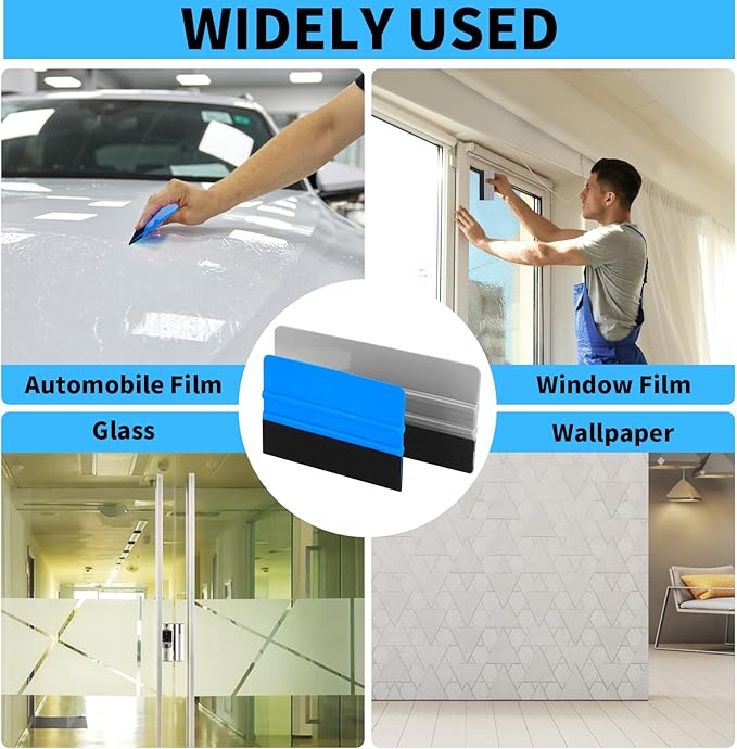 20 Pack Vinyl Wrap Squeegee 4 Inch / 6 Inch Felt Edge Squeegee Window Film Tint Tool Decal Applicator Scraper Tool Wallpaper Smoothing Tool with 20 PCS Black Fabric Felt