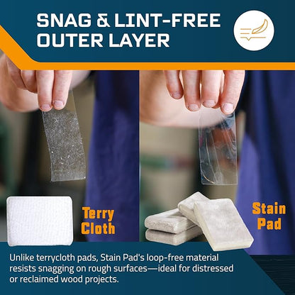 MāKRS Stain Pad, Cut-to-Size Staining Pads, 3-Pack, Lint, Snag, Streak-Free Applicator, Micro Brush Material, Wood Stains and Oil Based Finishes, Easy to Use with Consistent Application