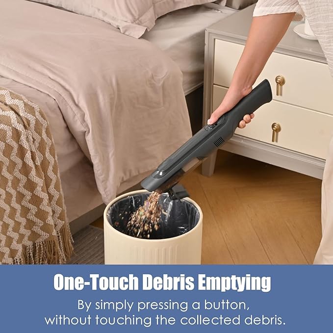PROMOMO Handheld Vacuum Cordless, Super Lightweight 1.4lb with Powerful Suction, Charging Dock, Single Touch Empty and Detachable Dust Cup, Portable Mini Car Vac for Home Pet Car