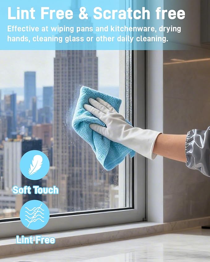 150 Pack Microfiber Cleaning Cloth Roll, XINDELL 12"x12" Tear-Off Lint-Free Towels for Car Detailing, Auto Window & Interior Cleaning Cloths – Ultra Absorbent, Scratch-Free, Blue