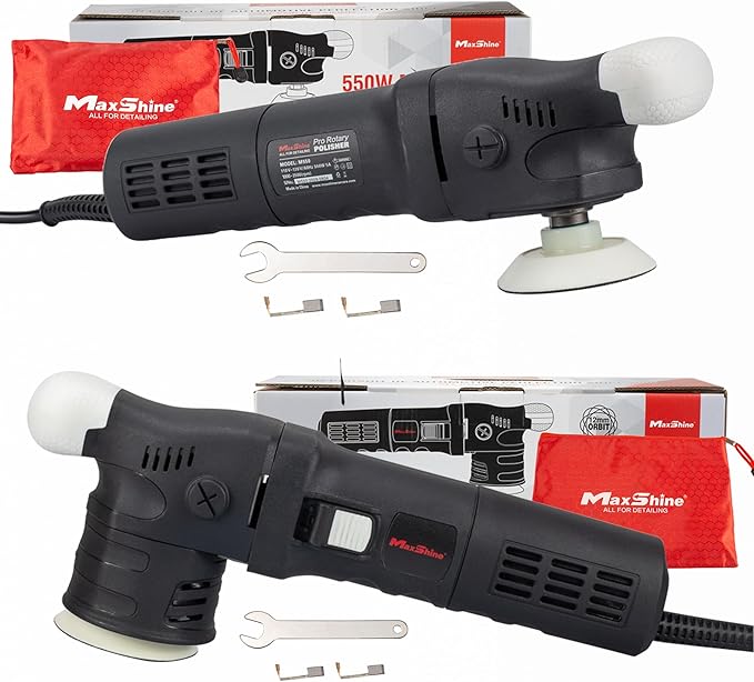 Maxshine M312/M550 Polisher Kit | Includes 3” Dual Action & 3” Rotary Polishers, 550W, 6-Speed | Compact Auto, Boat & Marine Detailing Tools for Swirl Removal, Paint Correction & Glossy Finish