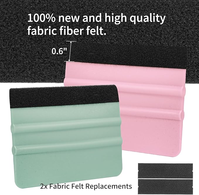 Squeegee for Vinyl, 2 Pcs Vinyl Squeegee with Extra 2 Felt Replacements, 4 Inch Vinyl Wrap Tools for Car Wrap, Craft Sign Making, DIY Crafting, Window, TintTeal and Pink