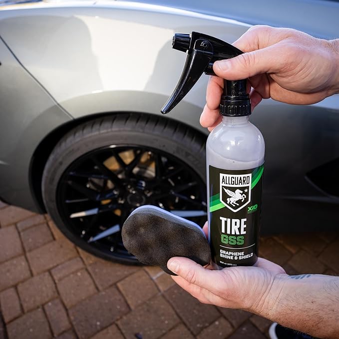 Tire GSS – XiO2™ Tire Shine Spray with Graphene Forms Tri-Molecular Bond to Rubber – Water-Resistant, Long-Lasting Protection – Satin Black Finish – Easy, No-Sling Application with Applicator Pad