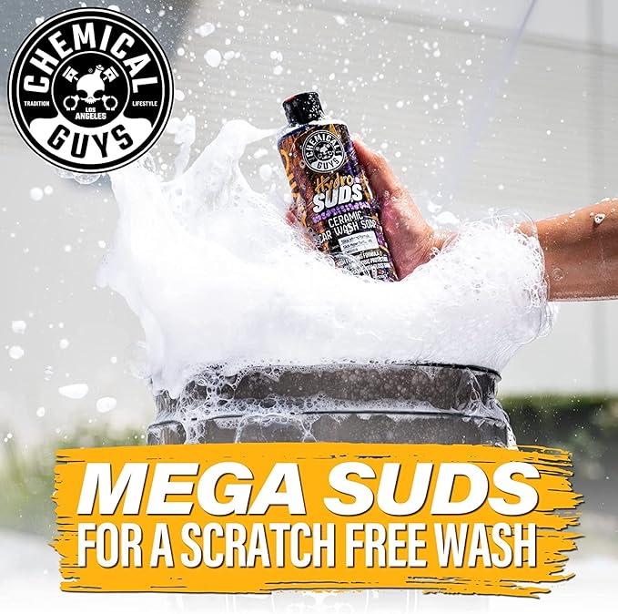 Chemical Guys EQP368 TORQ Professional Snow Foam Cannon Car Wash Snow Foamer + HydroSuds Ceramic SiO2 Foaming Car Wash Soap 16 fl oz (Safe for Cars, Trucks, & More) Works with Pressure Washer