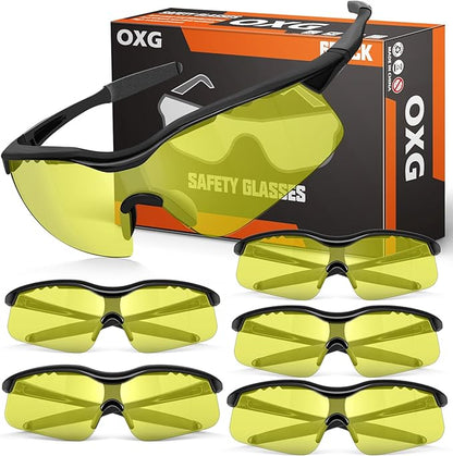 OXG 6 Pack Tinted Safety Glasses for Men Women, Safety Goggles ANSI Z87.1 Protective Eyewear Scratch Resistant Eye Protection