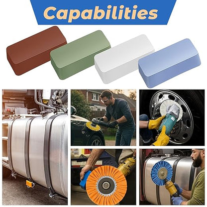 Amylove 8 Inch Airway Buffing Wheels Aluminum Wheel Polishing Kit in Diameter 5/8 Inch Arbor Hole, Polishing Compound and Metal Polish Kit for Angle Grinder(Vivid Color,8 Pcs)