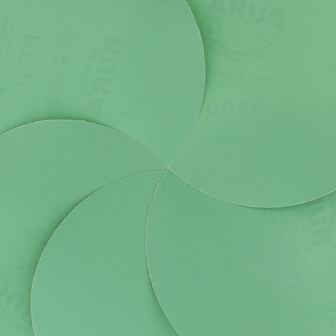 Dura-Gold Premium 6" Green Film PSA Sanding Discs - 500 Grit (Box of 25) - Self Adhesive Stickyback Sandpaper for DA Sander, Finishing Fine Cut Abrasive - Sand Automotive Car Paint, Woodworking Wood