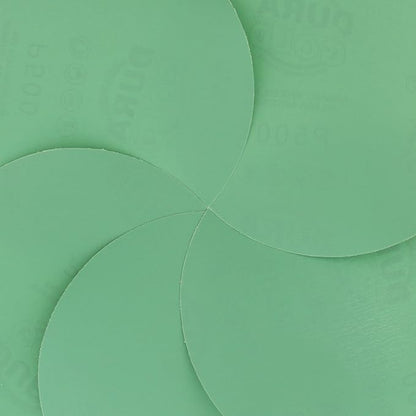 Dura-Gold Premium 6" Green Film PSA Sanding Discs - 500 Grit (Box of 25) - Self Adhesive Stickyback Sandpaper for DA Sander, Finishing Fine Cut Abrasive - Sand Automotive Car Paint, Woodworking Wood