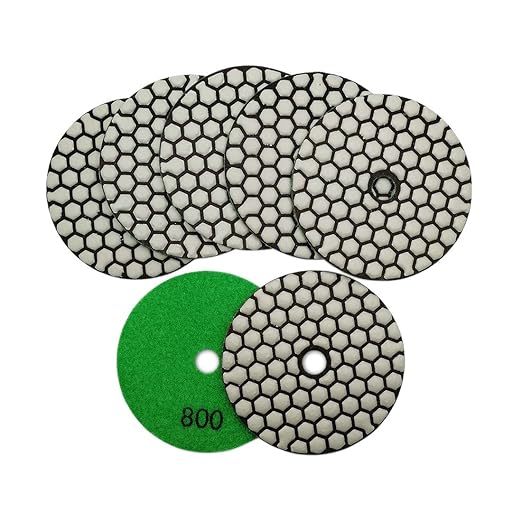 SHDIATOOL 4-Inch Dry Diamond Polishing Pads Grit 800 for Granite Marble Stone Sanding Pad Grinding Pads 7Pcs