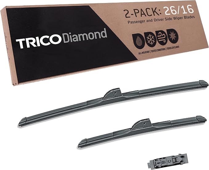 TRICO Diamond™ (25-2616) 26 Inch & 16 inch pack of 2 High Performance Automotive Replacement Windshield Wiper Blades For My Car Super Premium All Weather Beam Blade for Select Vehicle Models