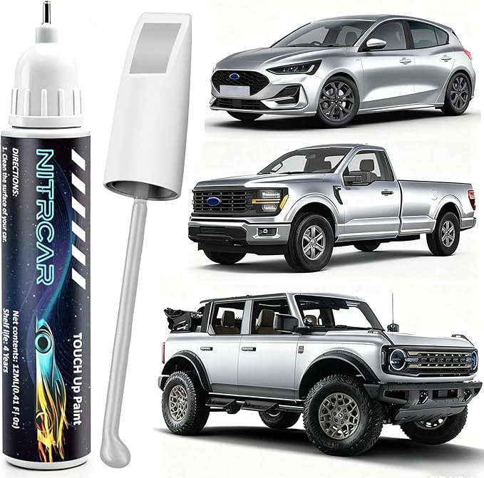 JS Iconic Silver Metallic Touch Up Paint for Ford,2-in-1 Scratch Repair Kit with 2PCS Disposable Micro Applicators, Quick & Easy Premium Scratch Remover for Deep Scratches