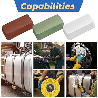 Amylove 8 Inch Airway Buffing Wheels Aluminum Wheel Polishing Kit in Diameter 5/8 Inch Arbor Hole, Polishing Compound and Metal Polish Kit for Angle Grinder(Stylish Color,6 Pcs)