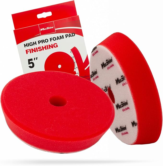 Maxshine 5” Universal High Foam Finishing Polishing Pad with Center Hole | Professional Foam Pad for Car Detailing, Paint Refinement & Enhancement | Removes Heavy Defects, Swirls & Scratches