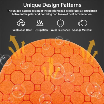 Buffing Polishing Pads, 5Pcs 5.5 Inch Face for 5 Inch Backing Plate Compound Buffing Sponge Pads with Hex Logic Pattern,Cutting Polishing Pad Kit for Car Buffer Polisher,Polishing and Waxing