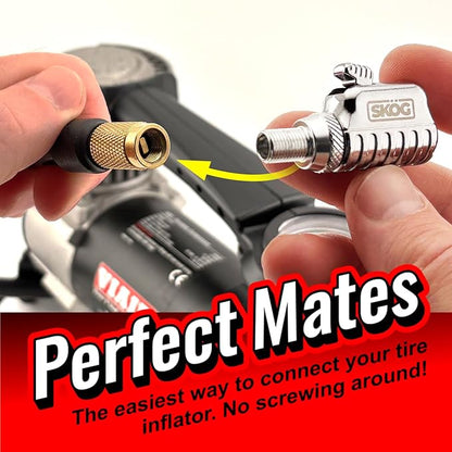 SKÖG Chuck Mates Platinum (2 Pack) Quick-Connect with Patented RatchetSeal Technology for Tire Inflators Open-Type