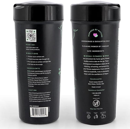Wipex Screen Wipes & Gym Wipes Combo Pack - 75ct Gym Equipment Wipes Canister & 24ct Individually Wrapped Fitness Touch Screen Wipes, Safe for Yoga Mats & Electronics, Lemongrass Scent
