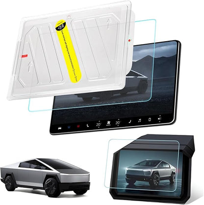 DGXWLLW Screen Protector for Tesla Cybertruck 2024 2025 2026 with Alignment Kit, Front Back Tempered Glass Touch Screen Protective for Center Console Dashboard 9H Hardness Anti Glare Fingerprint HD Clear