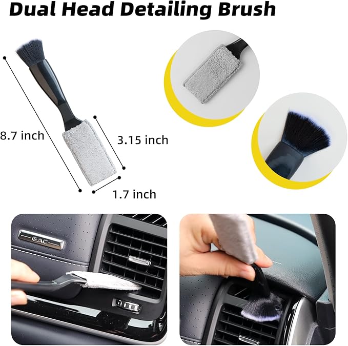 10PCS Car Interior Cleaning Kit - Car Detailing Brush Set with Leather Cleaning Brushes, Dash Duster, Cleaning Gel & Microfiber Towels | Deep Clean Seats, Vents, Dash & Crevices