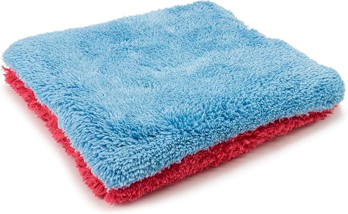 Autofiber Flat Out Microfiber Car Wash Pad - Pack of 4, Blue/Red (9 inch x 8 inch)