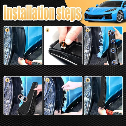 BILLFARO Extended Front Splash Guards Mud Flaps,Carbon Fiber Pattern Wheels Rock Guards Mudflap Fender Mudguard Mud Guards Protector ﻿Accessories for Corvette C8 Z06 2023+ for C8 E-Ray 2024+