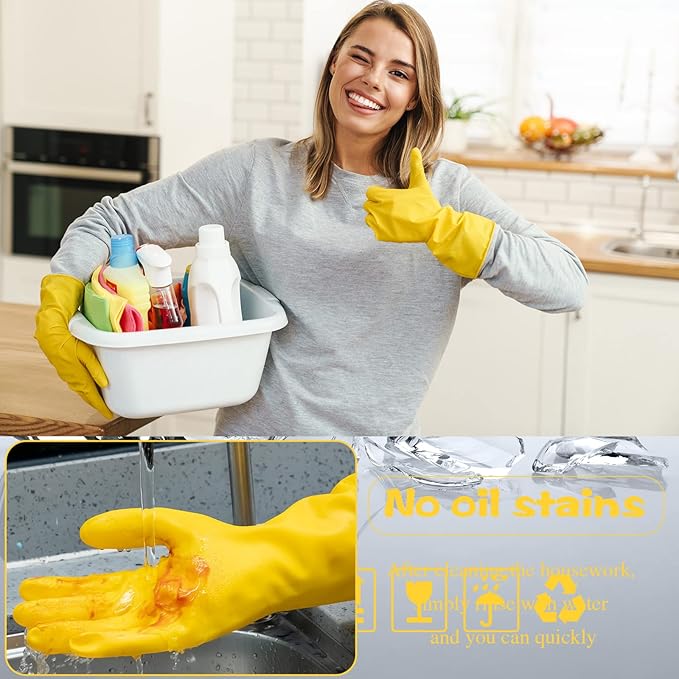 Gandeer 36 Pair Reusable Household Gloves Long Rubber Dishwashing Gloves Kitchen Cleaning for Dishes Clean Gardening