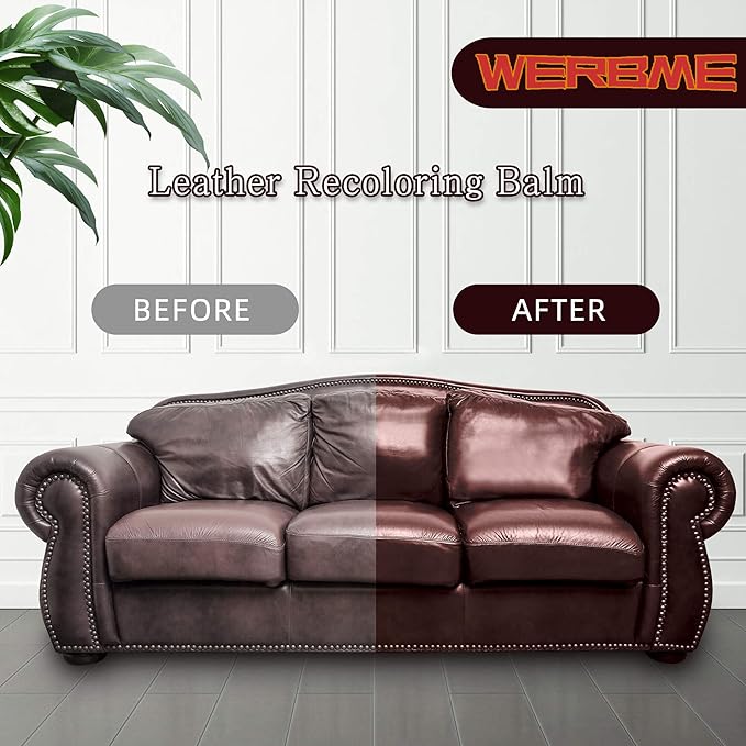 WERBME Leather Recoloring Balm & Color Restorer - Multipurpose Dye & Paint for Faded Leather Couches, Car Seats, Shoes | Fix Scratches on Clothing, Furniture & Accessories(Gray)