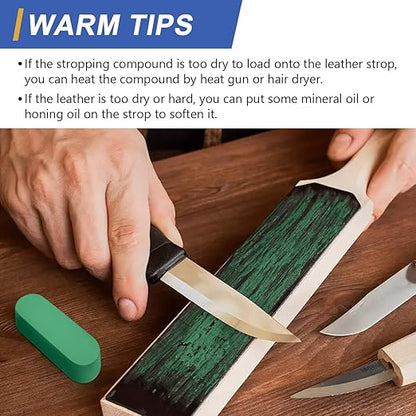 SCOTTCHEN Stropping Compound, 7.4 Oz. Fine Green Buffing Polishing Compound, Leather Strop Compound, Honing Compound for Knife Polishing-3Pack