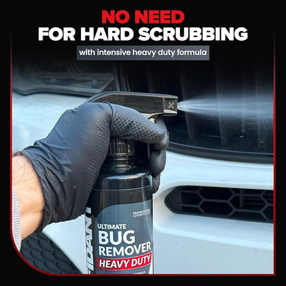 Carfidant Bug Remover Heavy Duty Spray - Cars Exterior Cleaner - Easily and Powerful Clean Bug Splatter, Bird Poop From Paint, Plastic, Rubber, Metal, Chrome, Glass - 18 fl. oz.