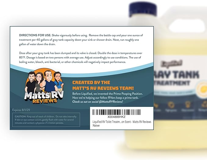 Liquified RV Toilet Treatment - Gray Holding Tank Digester - Odor Eliminator - Lemon Scent - Matts RV Reviews - 3 Pack