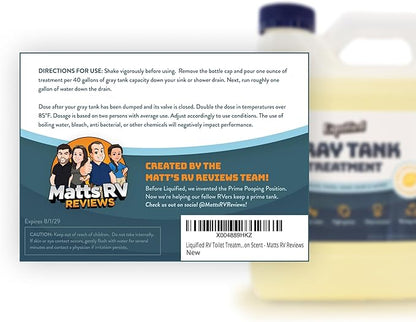Liquified RV Toilet Treatment - Gray Holding Tank Digester - Odor Eliminator - Lemon Scent - Matts RV Reviews