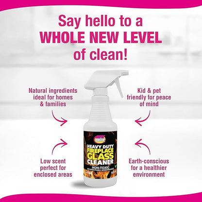 Quick 'n Brite Fireplace Glass Cleaner 16oz, Nonabrasive Cleaning Spray for Oven, Cooktops, Ceramic-Glass, Microwave Glass (Pack of 2)