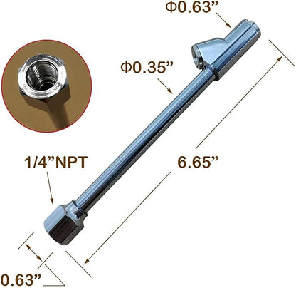 GODESON Air Chuck, 1/4" FNPT 6.4" Extended Reach Dual Head Brass Air Chuck,Heavy Duty Air Chuck for Semi, RV Dually Tires
