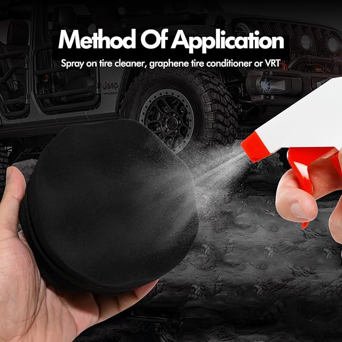 SolidSS 2 Pack Large Tire Hex Tire Shine Applicator Pads, Durable and Reusable Grip Applicator for Tire Polishing Car Cleaning (Black)
