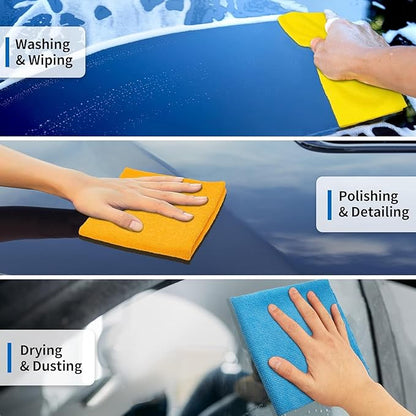 HOMERHYME Microfiber Cleaning Cloth, 200 Pack Cleaning Rags Microfiber Towel Bulk Absorbent Lint-Free Wash Cloths, All-Purpose Towels for Cars, Shop, Automotive, Garage, Home & Kitchen