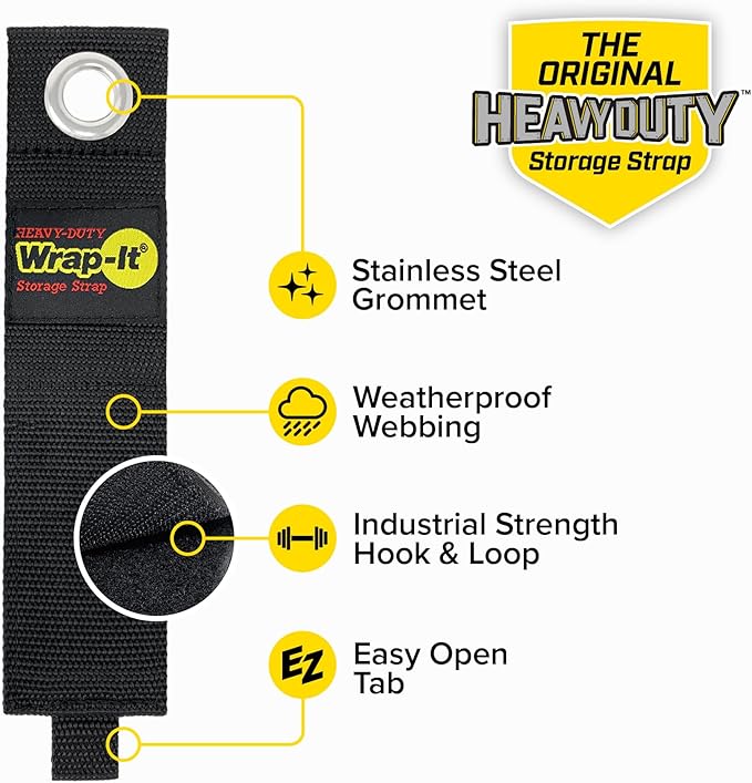 Heavy-Duty Wrap-It Storage Straps (Assorted 6 Pack) - Garage Storage Extension Cord Organizer, Cable Straps for RV Accessories