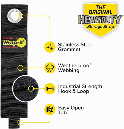 Heavy-Duty Wrap-It Storage Straps (Assorted 6 Pack) - Garage Storage Extension Cord Organizer, Cable Straps for RV Accessories