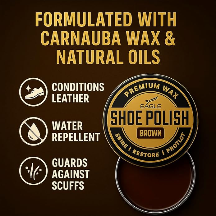 Eagle 13-Piece Shoe Polish Kit – Black, Brown & Neutral Shoe Wax & Boot Cream with Dauber Brushes and Shine Cloths – Leather Shoe Shine & Care Kit