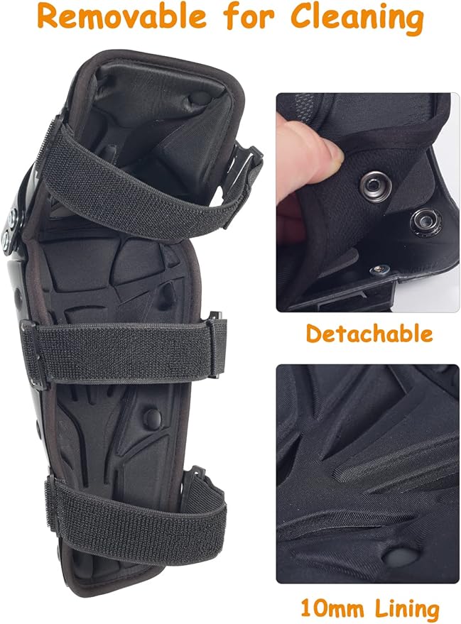 Motorcycle Knee Shin Guards, Long Leg Protection Crash Proof Motorcycle Knee Protection Bendable Adjustable MTB Knee Pads for Men Motocross Gear
