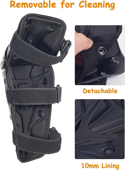 Motorcycle Knee Shin Guards, Long Leg Protection Crash Proof Motorcycle Knee Protection Bendable Adjustable MTB Knee Pads for Men Motocross Gear