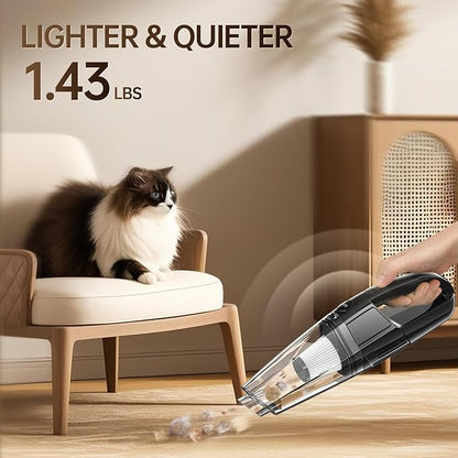 Cordless Handheld Vacuum 7000Pa Suction, 650mL Dustbin, 1.43 lbs Lightweight, Rechargeable, Ideal for Car & Home Use, 25-Minute Runtime