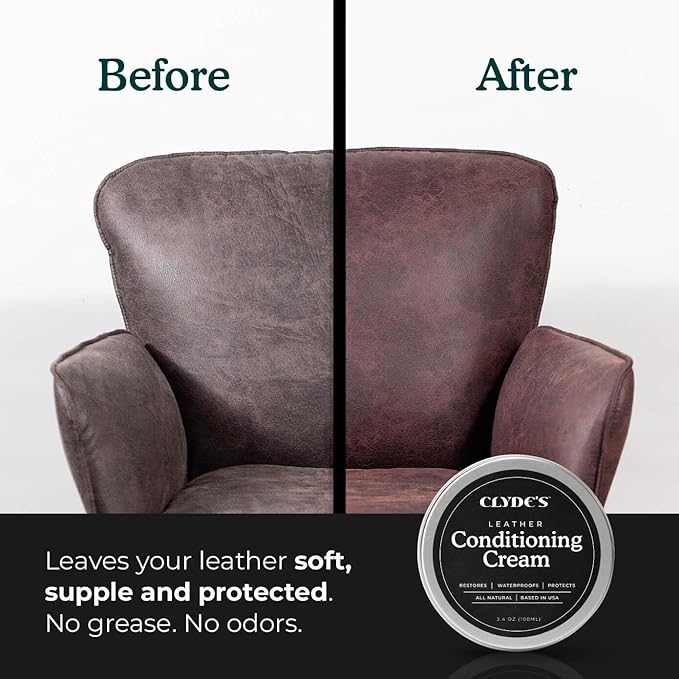 Clyde's™ Leather Cleaning, Prep, and Protection Kit | for Use on Non Absorbent Leather Apparel, Furniture, Auto Interiors, Tack, Shoes | Must Have Before and After Applying Leather Recoloring Balm