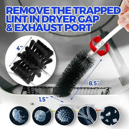Holikme 60 Feet Dryer Vent Cleaner Kit,Lint Remover Flexible Brush and Drill Attachment Extends Up to 60Feet, 2 Synthetic Brush Head Use with or Without a Power Drill