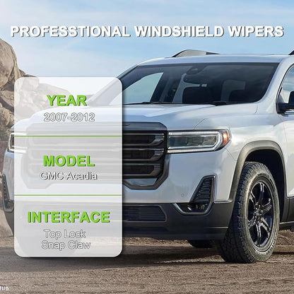 PARRATI® Windshield Wipers for GMC Acadia 2007-2012,24"+21" Front and 11" Rear,OEM Replacement Wiper Blades,Quiet & Streak-Free(Set of 3)