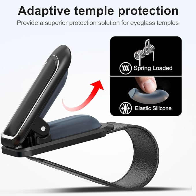 Veharvim Sunglass Holder for Car (One-Handed-Operation, Gentle & Secure Hold, Silicone Padded, Universal Fit, Metal Clip) Visor Sunglass Holder Clip,Visor Sunglass Holder Car (Black & Silver, 4 Pack)