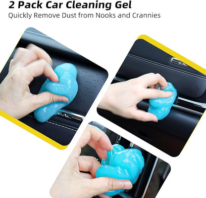 10PCS Car Interior Cleaning Kit - Car Detailing Brush Set with Leather Cleaning Brushes, Dash Duster, Cleaning Gel & Microfiber Towels | Deep Clean Seats, Vents, Dash & Crevices