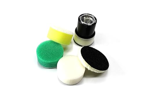 Maxshine 1” Foam Polishing Pads Kit – Specially Designed for Polishing Tiny Spots, Comes with 1” Wool, Cutting, Polishing, Finishing Pads, and 1” Hook & Loop Backing Plate 5/8” Thread