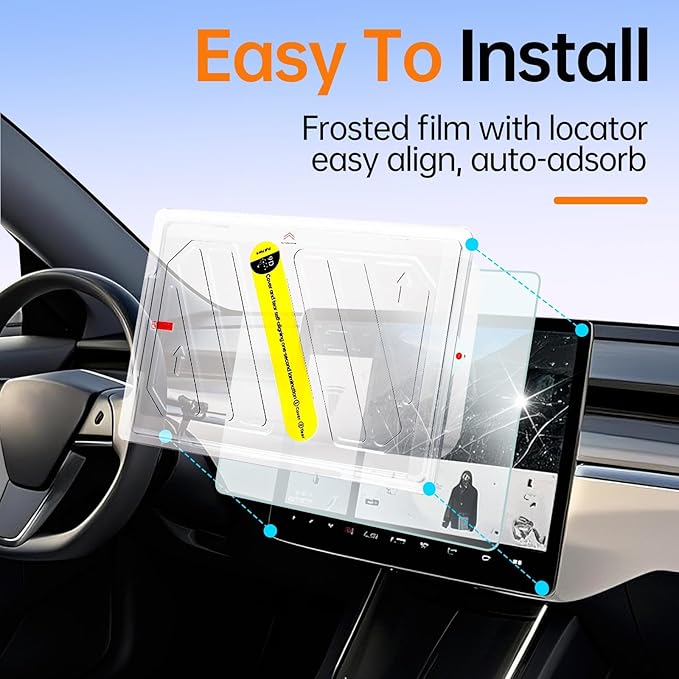 DGXWLLW Screen Protector for Tesla Model Y Juniper 2025 2026 Model 3 Highland 2024 2025 with Alignment Kit Matte Front Back Tempered Glass Touch Screen Protective Anti Glare Fingerprint 9H Hardness
